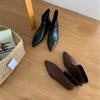 2025 Autumn and Winter New Temperament Pointed Head Low Slope Heel Chelsea Thin Niche Low Tube Women's Short Boots