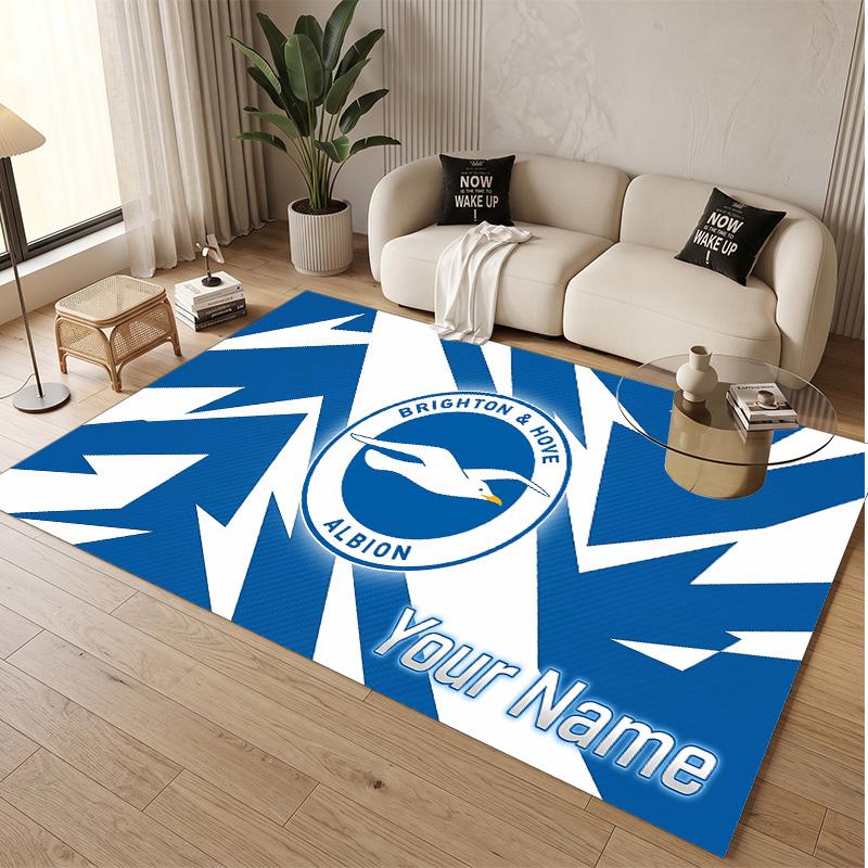 Personalized Crystal Velvet Carpet Brighton & Hove Albion Football Pattern Non Slip Floor Rug