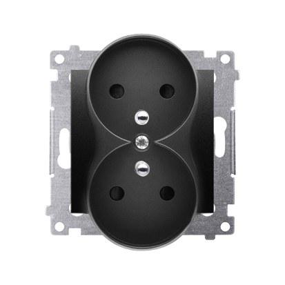 Double Grounded Socket with Shutters for NATURE Frames (mod