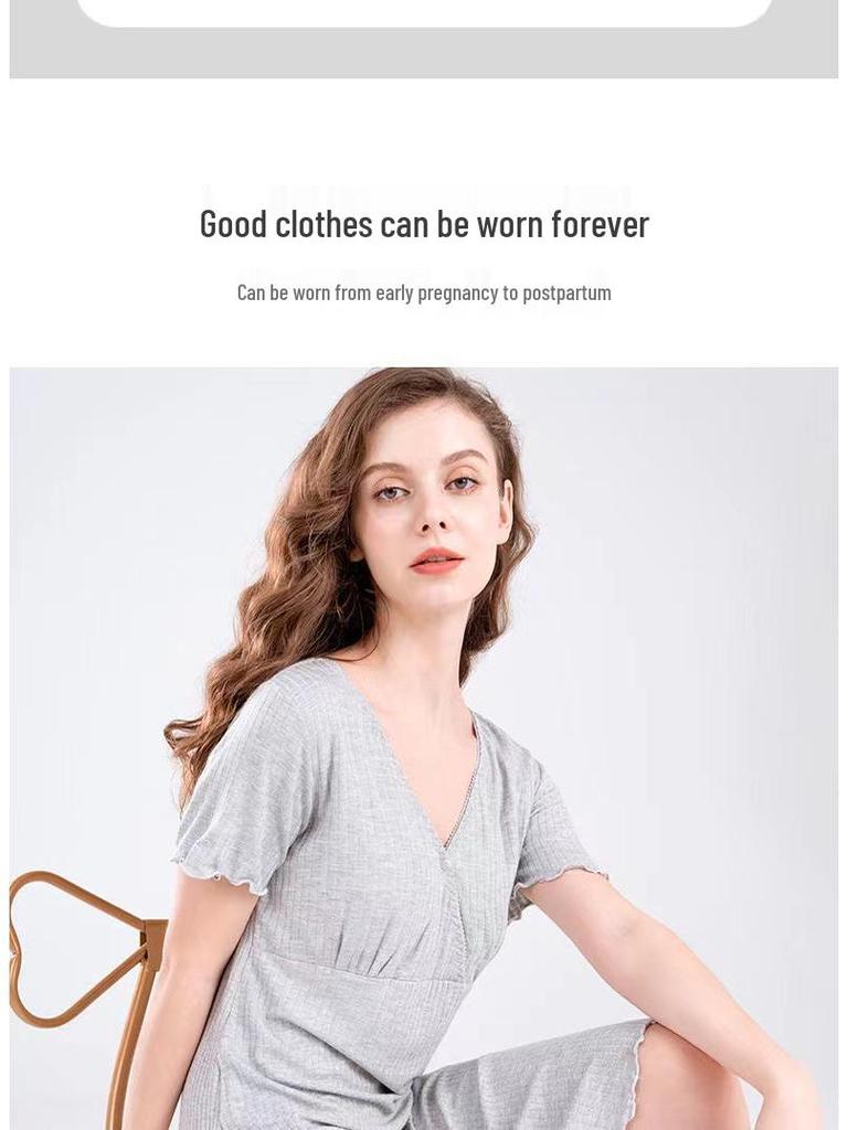 Maternity Nursing Dress - Summer/Autumn Fashion for Pregnant and Postpartum Women