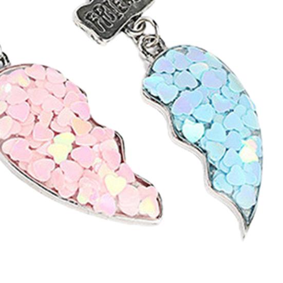 2Pcs Couple Necklaces Sequin Stitching Heart Broken Jewelry Shiny All Match Necklaces Bracelets Jewelry Gifts