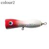 Wood & High Carbon Steel Floating Topwater Popper Lure with Hooks for Saltwater Tuna & Marlin