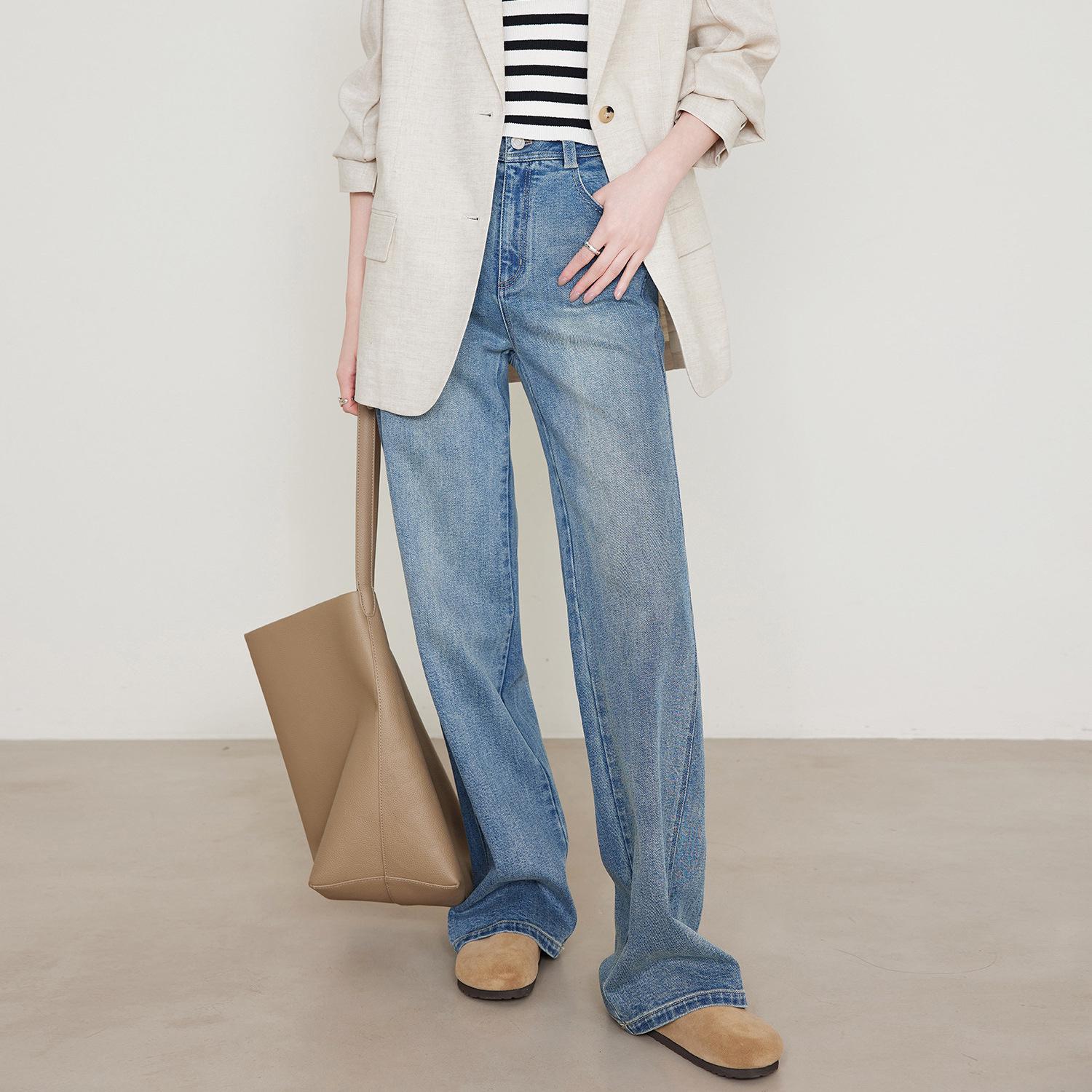 

Spring 2025 Women s White Floor-Length Straight & Wide Leg Jeans for Tall Figures 27