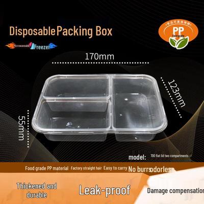 WS 700ml 3-Compartment Microwaveable Disposable Food Containers