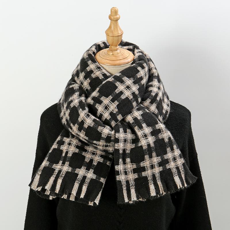 Winter Plaid Pashmina Shawls Scarf Woman Winter Warm Scarves Fashion Lady Long Wraps Thickened Cashmere Like Muffler Neckerchief
