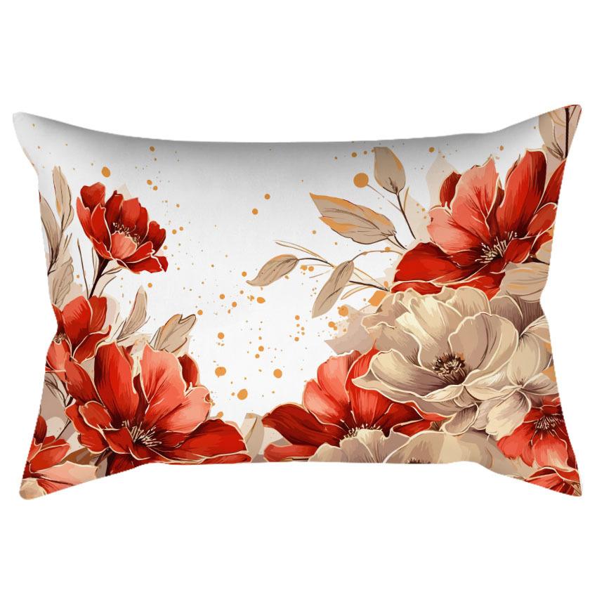 Chinese Retro Watercolor Golden Floral Print Pillowcase Home Sofa Cushion Pillowcase