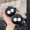 Case Compatible with AirPods 1/2, Super Cute Creative Funny Big Eyes Black Dust Elf Shape Case, Stylish Dust Ball Silicone Earphone Protection Skin
