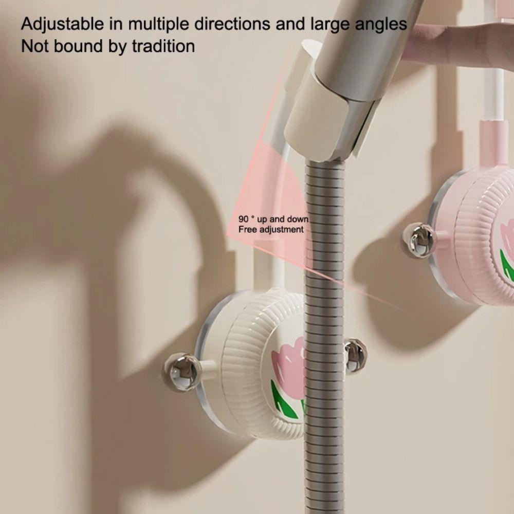 Tulip Pattern Shower Head Support Stand 360° Adjustable Wall Mounted Shower Base  Kitchen