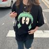 Summer New Large Size Fun Printing Short-sleeved T-shirt Fat Mm Versatile Loose Casual Pure Cotton Top Women