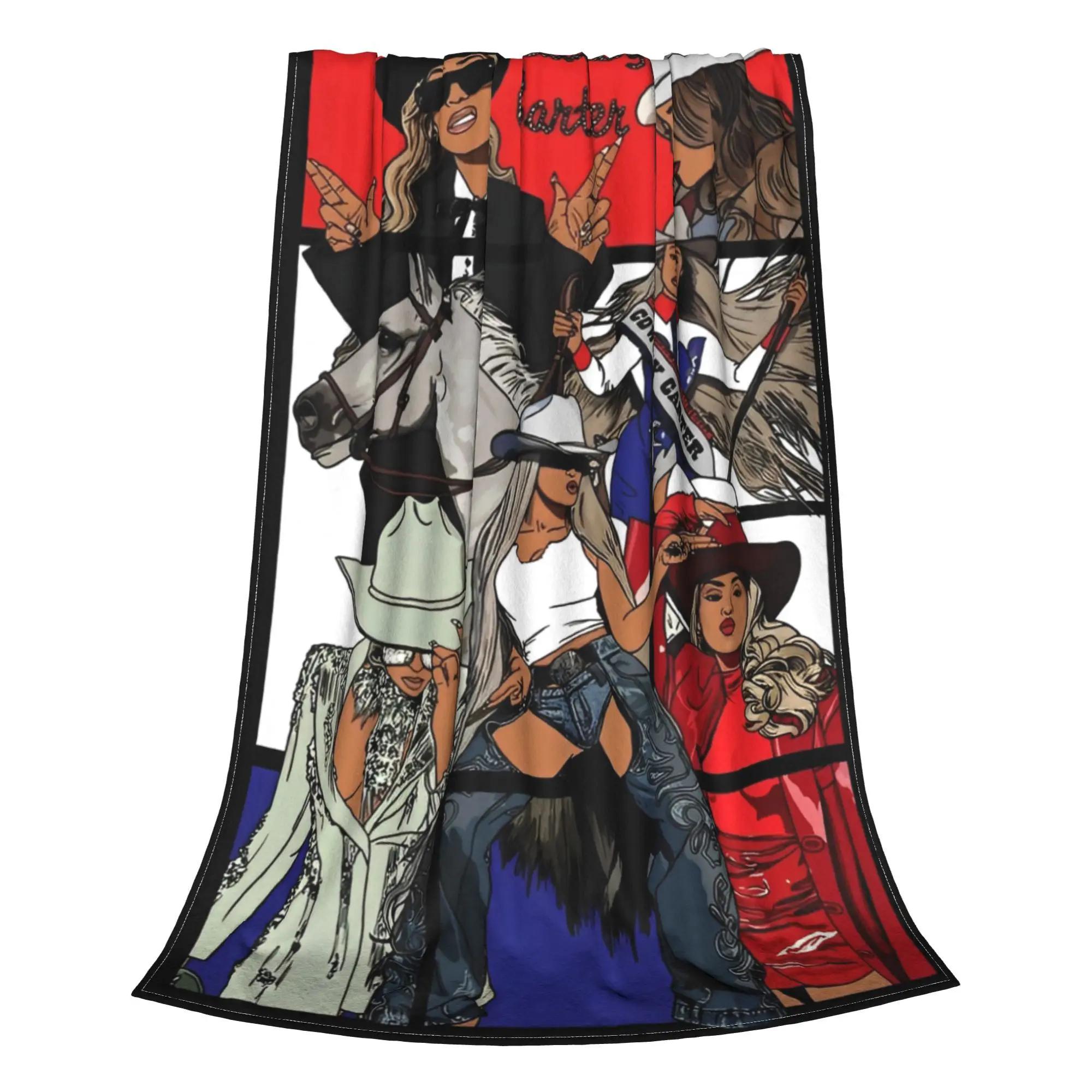 Beyoncé Cowboy Carter 2025 Tour Fleece-Überwurfdecke, Sängerdecke für Zuhause, Auto, leichte, dünne Steppdecke 75x90cm