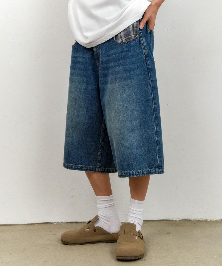 URBANSTOFF Patch Point Wide Bermuda Pants (Light Blue)
