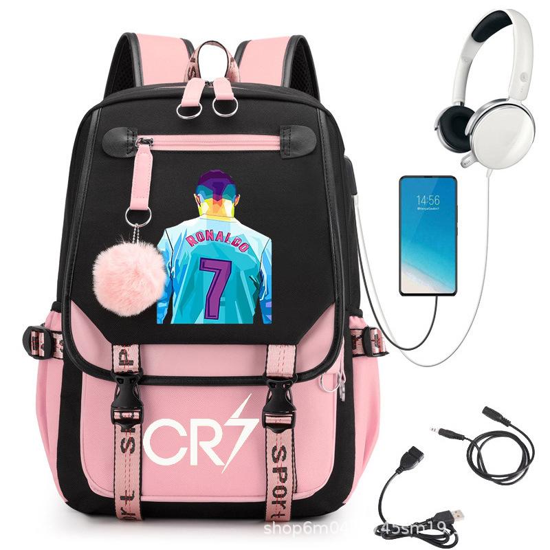 Large Capacity Schoolbag with Shoulder Strap; Student Three-piece Pencil Case Set