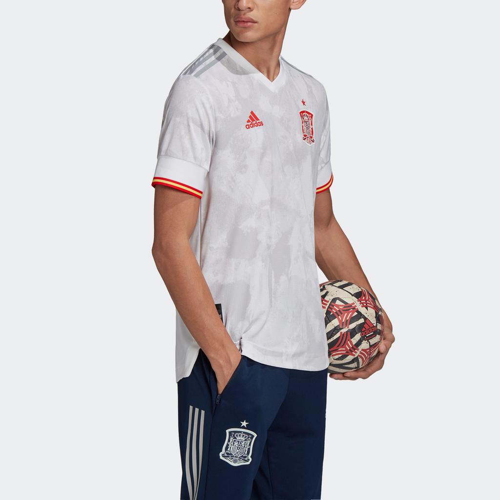 Adidas Spain National Team Away Authentic Jersey Men Sports Short Sleeve Soccer Jersey White FI6239