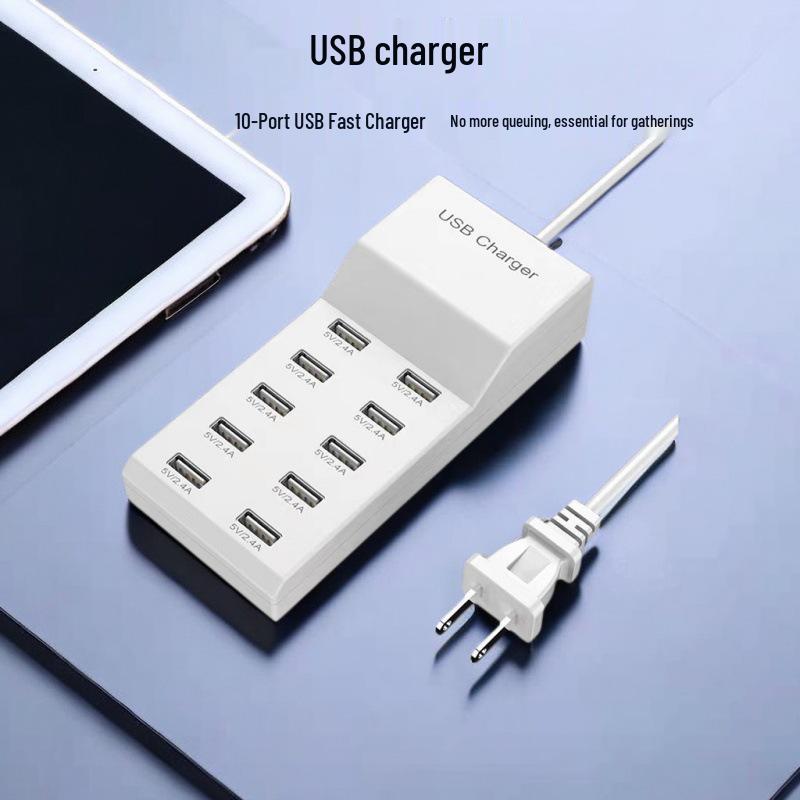 Multi-Port USB Charger: 10-Port Fast Charging Universal 5V Phone Charger