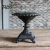Durable Cast Iron Candle Display Heavy Duty Holder, Retro Candlestick Holders, Handcrafted Holder With Storage Basin Metal Pillar Stand for