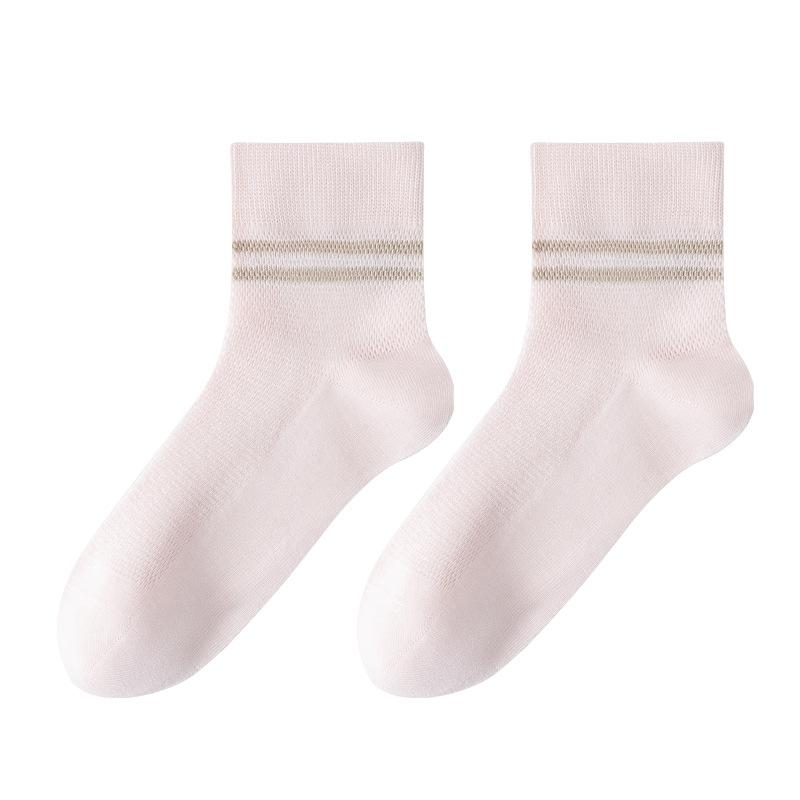 Female Spring and Summer Pure Cotton Deodorant Sweat Absorbent Breathable Boneless Mesh Tube Socks