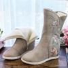 Hanfu Stiefel Damen Innenhöhe Plus Samt Schaft Stickerei Winter Warm Damenstiefel