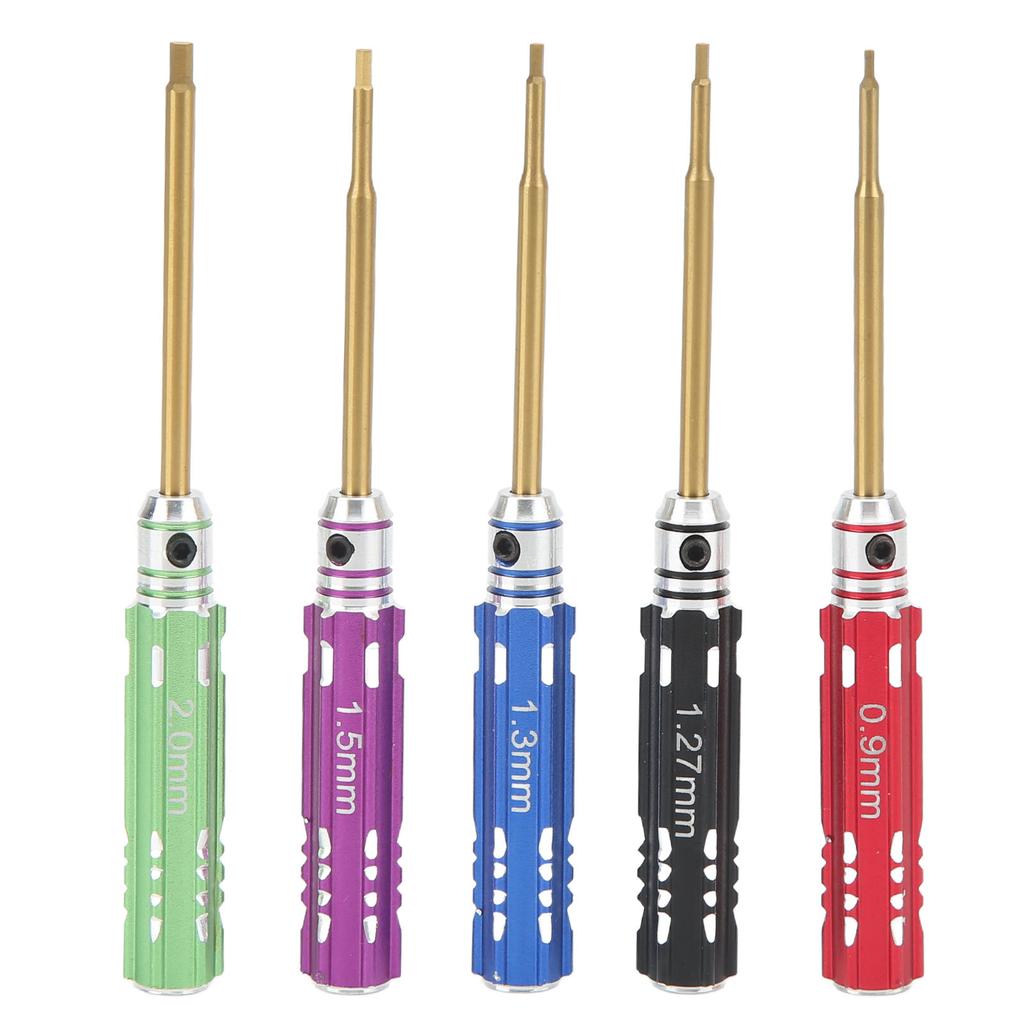 5pcs RC Screwdriver Set 0.9mm 1.27mm 1.3mm 1.5mm 2.0mm Steel Hex Screw Driver with Non Slip Handle