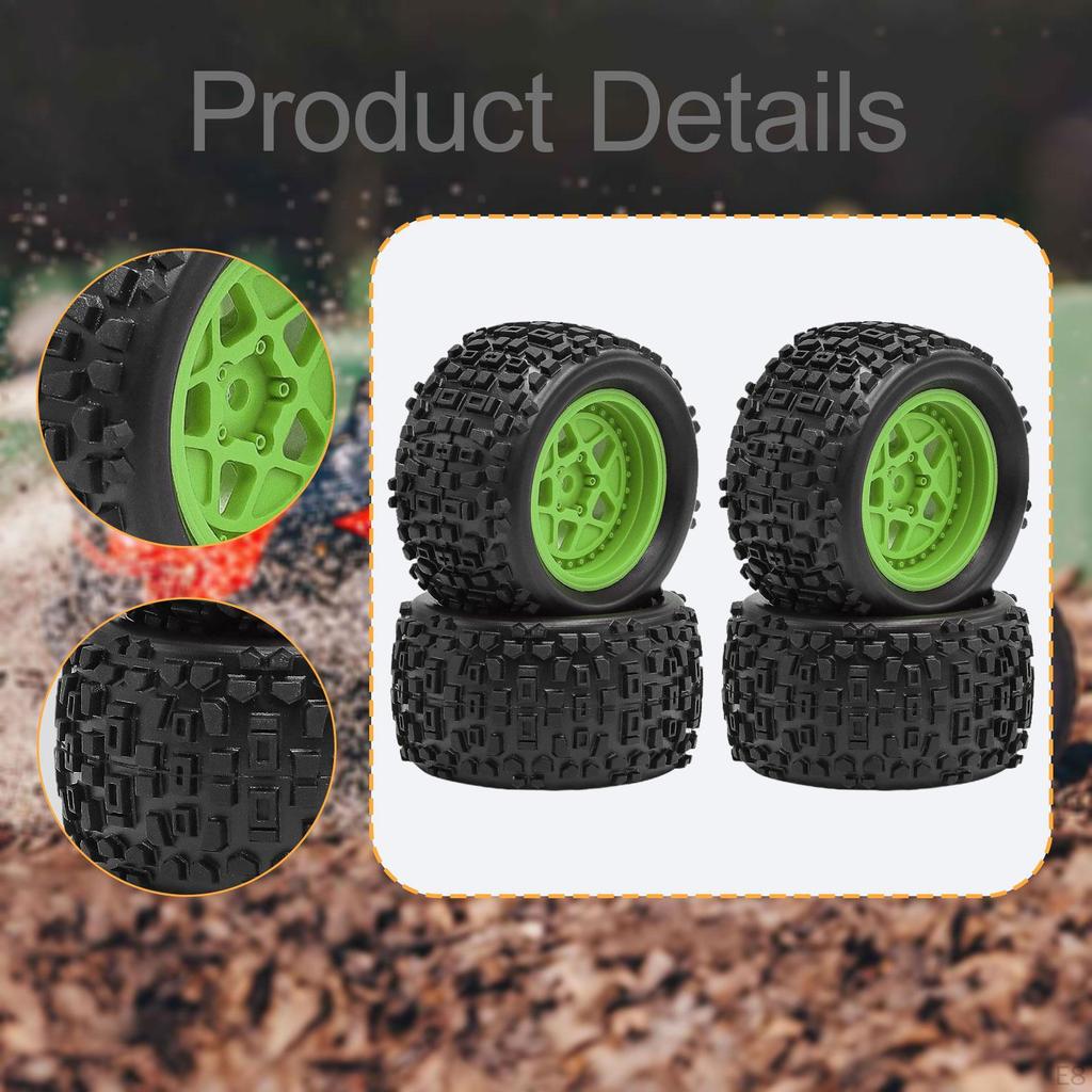 4 Pieces 1/18 RC Car Wheels and Tires Accessories Sturdy High Parts Replacement Part for