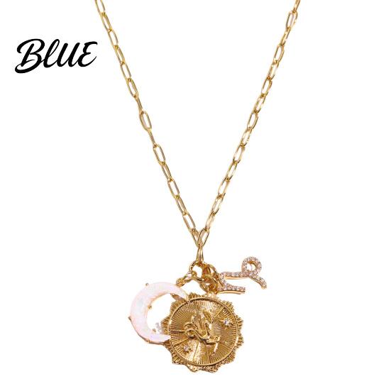 Unique Faux Opal Pendant 12 Constellations Necklace Moon Charm Constellation
