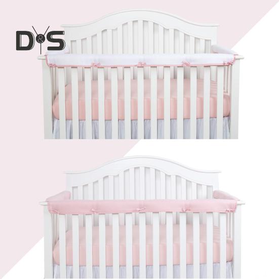 3Pcs Crib Rail Cover Reversible Crib Rail Edge Protector Soft Anti-Collision Teething Strip Universal Baby Crib Corner Guard Safety Bumper