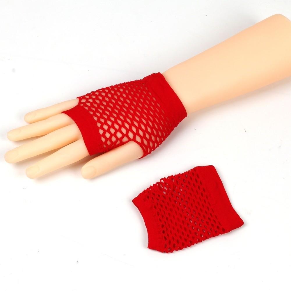 Sexy Fashion Web Design Short Fishnet Gloves Hollowed-out Elastic Punk Rock Gloves Fingerless Mesh Gloves Disguise Party