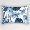 Blue Ink Flowers and Leaves Stripes Pattern Print Decoration Bedroom Living Room Office Home Rectangle Pillowcase