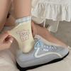 Spring And Summer Thin Breathable Calf Socks Women'S Color Matching Striped Stacking Socks Cute Cartoon Puppy Cotton Socks Boneless Stockings