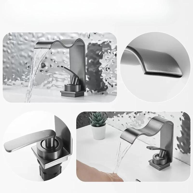Modern Waterfall Faucet Single Handle 1 Hole Bathroom Sink Faucet Lavatory Vanity Wash Basin Water Faucet Vessel Crane Mixer Tap