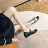 Soft-soled small man inner height increase ballet shoes square head retro style shallow mouth Mary Jane single shoes women