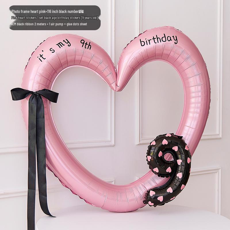 Pink Heart Photo Frame Balloon for Children's Party Decoration