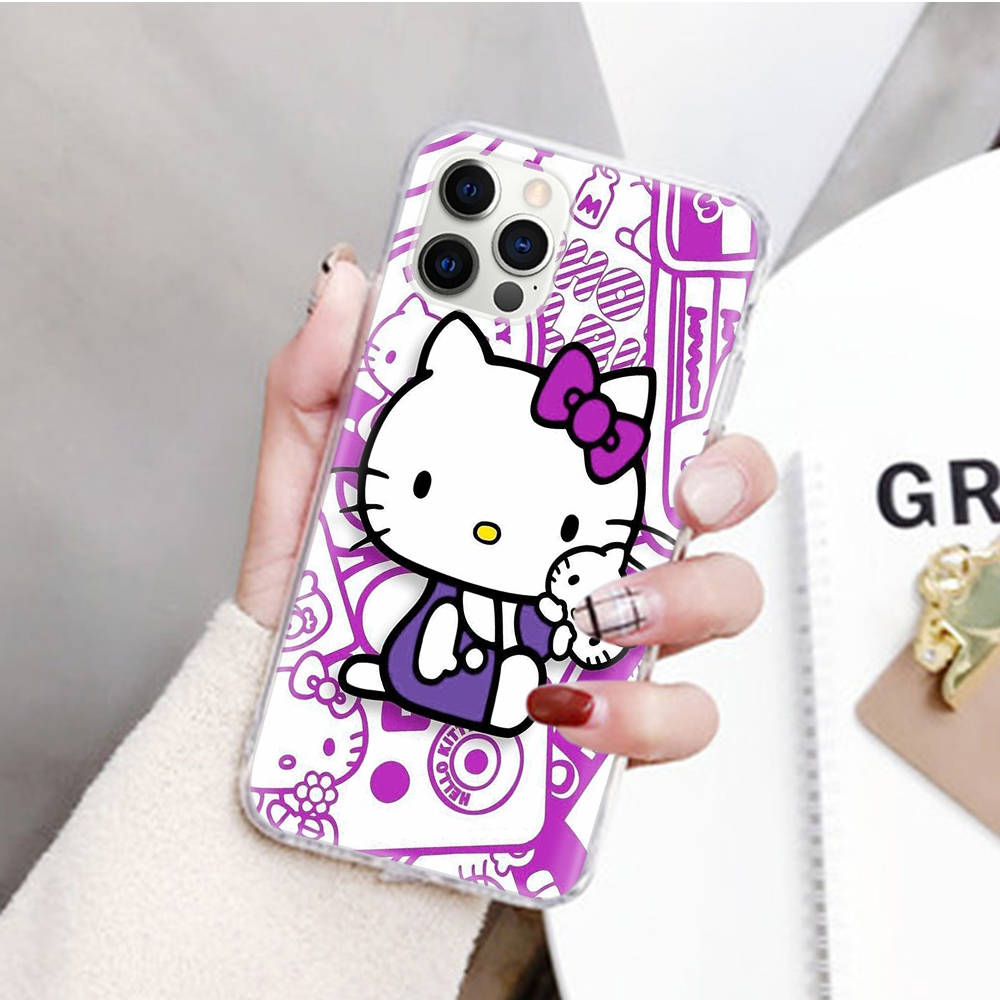 JZ21 Lovely Cartoon Hello Kitty dėklas, skirtas Samsung A04 A14 A23 M33 M53 Realme 10 9 C35 C55 VIVO Y02 X80 Infinix Hot 30 Note 11 Tecno Spark 8P Pro