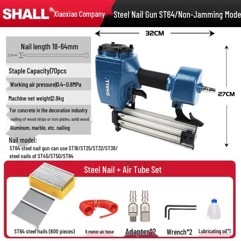 Powerful Pneumatic F30 Brad Nailer - No Jam, Continuous Fire for Woodworking