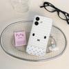 Kawaii Bunny Face Clear Phone Case For iPhone 17 Pro 16 15 14 Pro Max with Heart Side Holes Gingham Pattern Shockproof Cover
