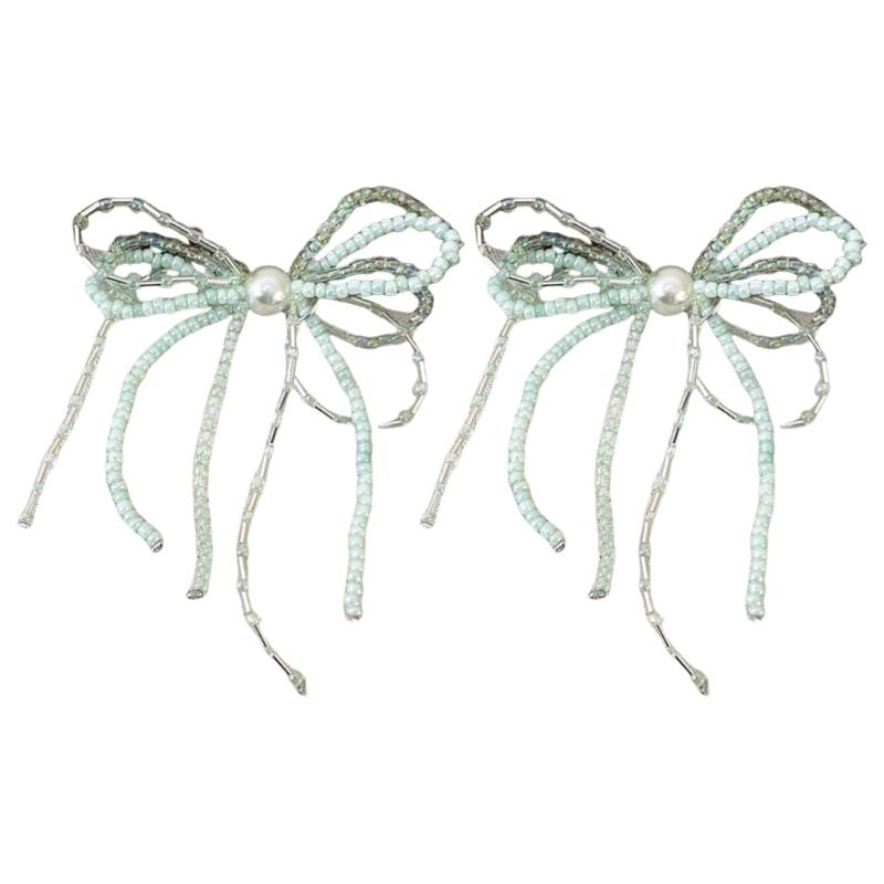 

Elegant Beaded Shoe Buckles with Butterfly Bowknot Designs Jewelry Accessory for Parties Supplies and Casual Wear светло-зеленый