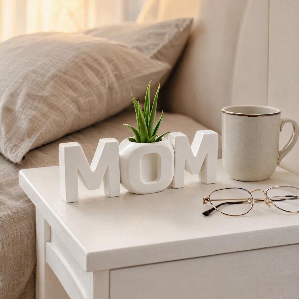 MOM Mom Letter Ornament Mom Flowerpot Shape Car Interior Ornament  Mother's Day Gifts