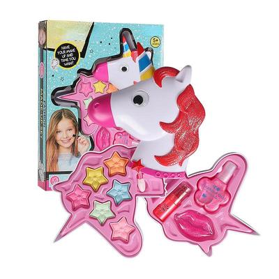 Crianças conjunto de maquiagem princesa kits cosméticos unicórnio compõem caixa segura lavável fingir jogar compõem brinquedos para a menina crianças conjunto de maquiagem