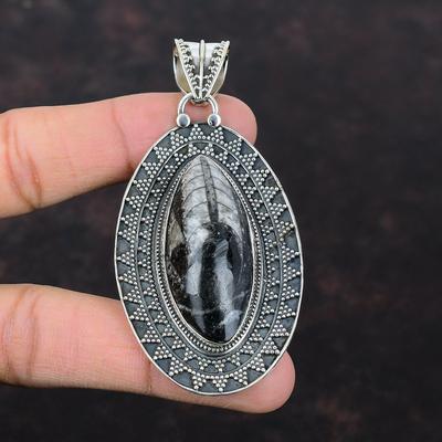 Orthoceras Fossil Pendant Handmade Brand New Jewelry 925 Sterling Silver Pendant Vintage Pendant High Quality Gemstone Jewelry Gift For Wife