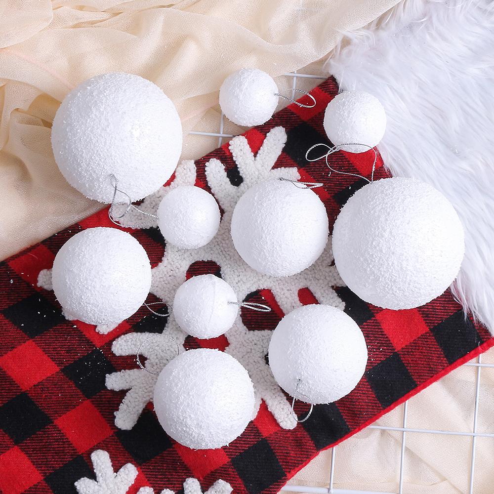 6Pcs 4/6/8CM White Christmas Balls Deaoration Hanging Xmas Tree Ornaments Pendants for Home 2026 New Year Navidad Party Decor