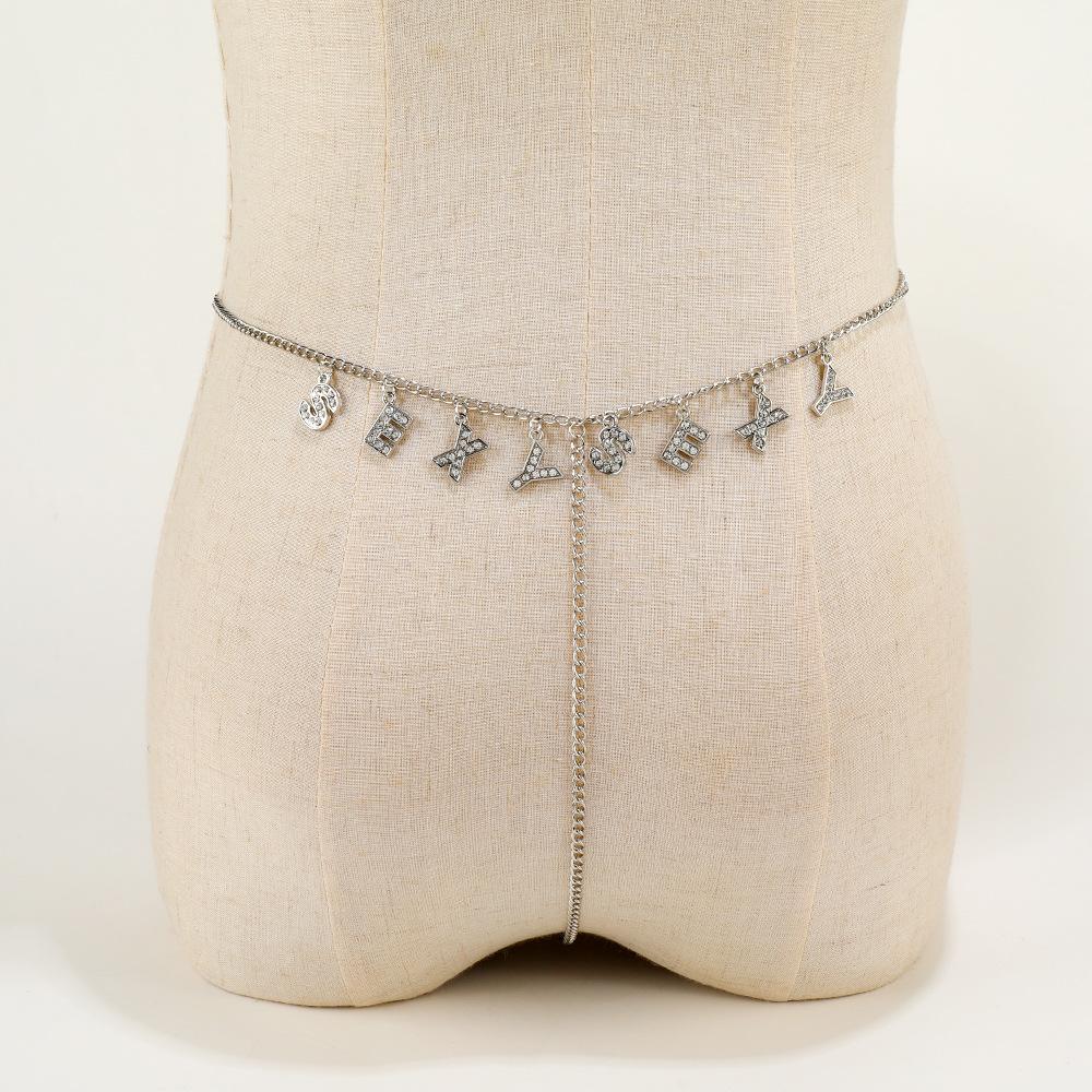 Модная цепочка на талию, многослойная хип-хоп рок-цепочка, многоэлементный алфавитный лоскутный пояс, панк-цепочка для тела