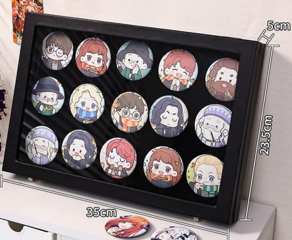 seimeinoki Pin Badge Storage Holds 15 35cm x Large Pin Badge Display Case with Transparent Pin Storage Box for Pin Protects Your Fan Fits Pin Badges
