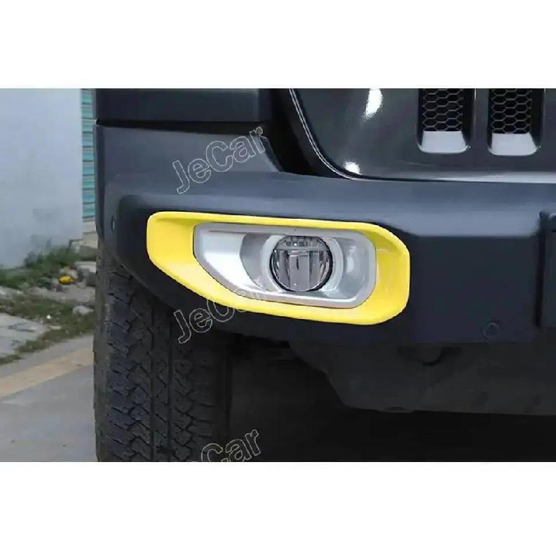 JeCar Car Front Bumper Fog Light Cover Lamp Hoods Decoration For Jeep Wrangler JL JT Gladiator 2018 Up Car Exterior Accessories