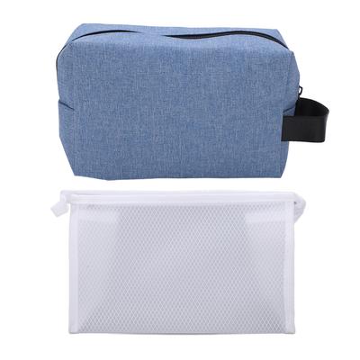 2 Pezzi Borsa Portaoggetti da Viaggio per Cosmetici in Tela Impermeabile Necessaire per Trucco Prodotti per la Cura della PelleBlu