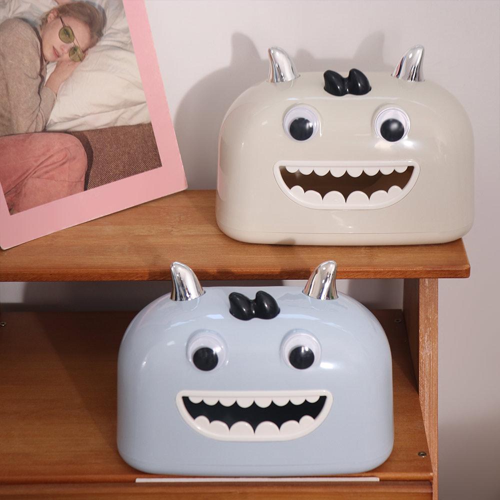 Cute Cartoon Tissue Box Non-slip Decorative Facial Tissue Holder Large Capacity with Phone Holder Napkin Container Coffee Table