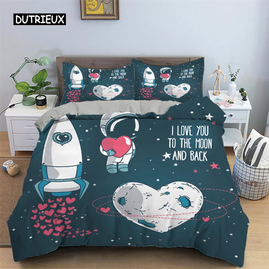 3D Love Heart Duvet Cover Microfiber Luxury Romantic Theme Bedding Set King Queen For Couple Valentine's Day Gifts Bedroom Decor