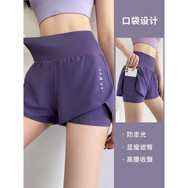 Women's Summer Lightweight Fitness Shorts - High-Waisted Anti-Slip 3/4 Length Yoga Shorts with Built-in Lining