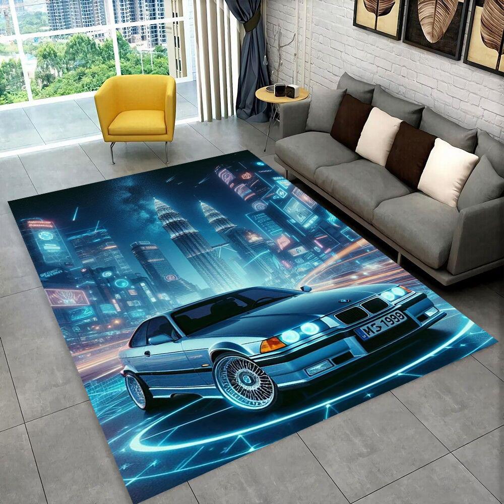 3D E36 Racing Car Motorcycle Rug Carpet for Living Room Bedroom Decor,kids Play Non-slip Decoration for Sofa Doormat Gift