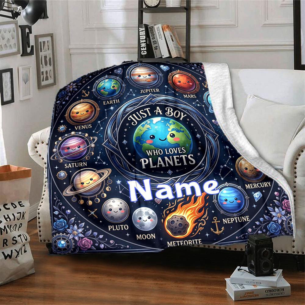 Planets And Space Adventure Customize Your Name Home Blanket Space Exploration Themed Comfortable Soft Lightweight Allseason Multipurpose Blanket For