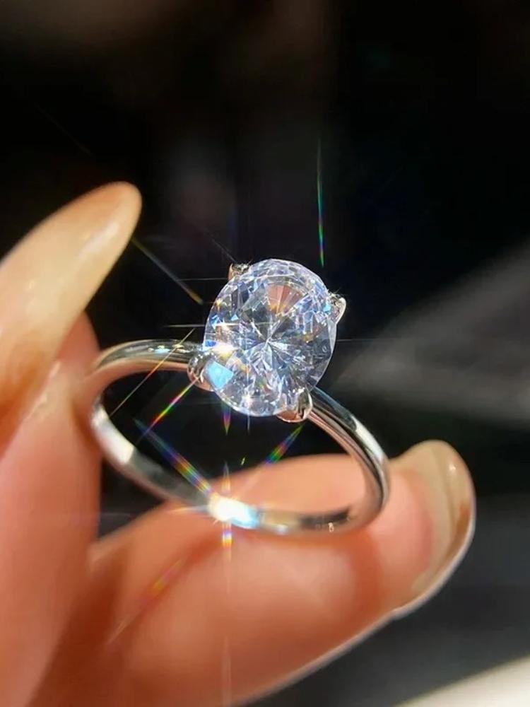925 Silver Zirconia 1-3CT Gorgeous Shiny Oval Stone Ring For Women Engagement Wedding Luxury High Quality Fine Jewelry