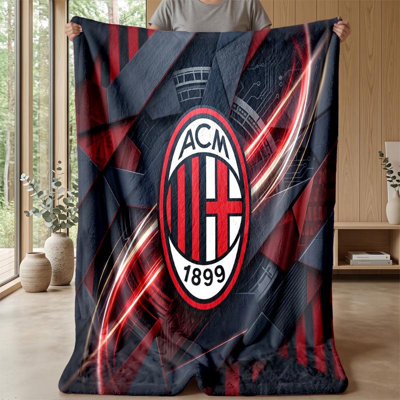 AC Milan Theme Blanket Soft Flannel Blanket Plush Throw Blanket Cozy Sofa Bed Blanket for Home Decor